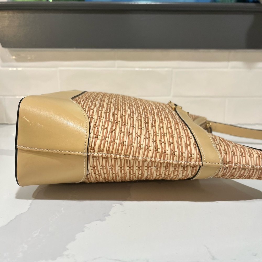 Vintage Etienne Aigner Woven Straw & Leather Shoulder Bag Paisley Interior EUC - Picture 6 of 14